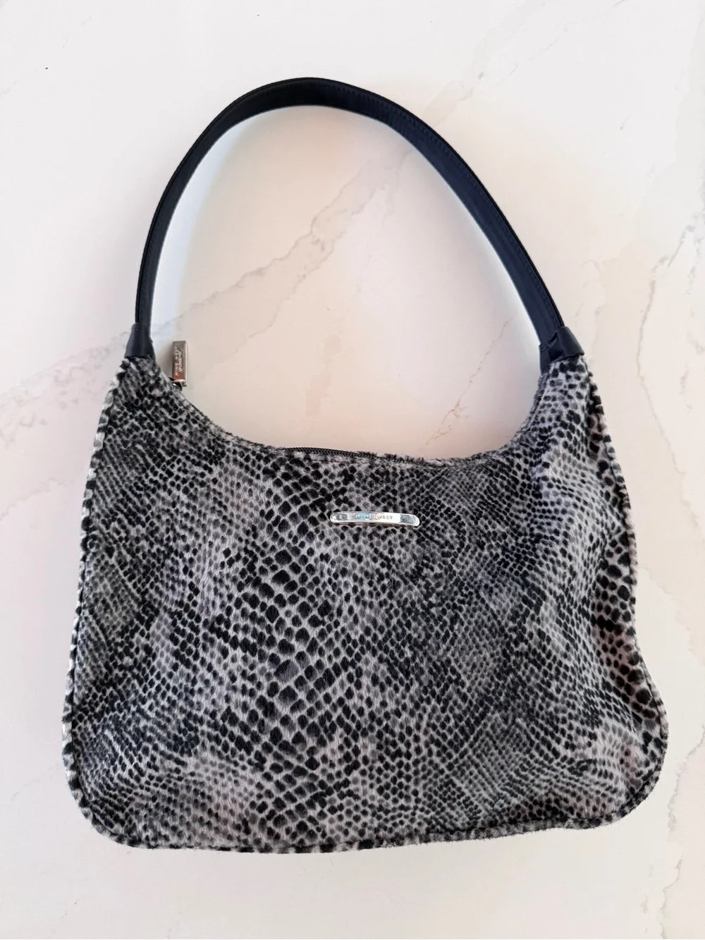 Vintage Late 90’s Y2K Nine West Snake Print Pattern Fuzzy Purse